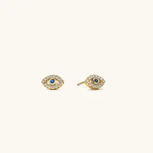 925 Sterling Silver Cubic Zirconia Evil Eye Earrings