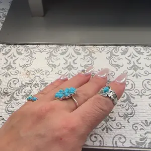 Western Jewelry For Women Bohemian Turquoise Jewelry Set Turquoise Pendant Choker Necklace Turquoise Faux Leather Cuff Bracelet Turquoise Hoop Dangle Earrings Turquoise Joint Knuckle