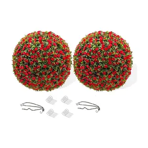 Flower Topiary Ball Decorative Balls 2PCS, Artificial Topiary Balls for Backyard, Balcony,Garden, Wedding and Home Décor