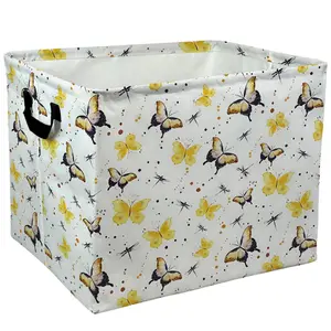 Yellow Butterfly Pattern Storage Baskets Storage Boxes Home Decor Storage Clothes Organization And Storage Home Decor Storage Holiday Gifts，Organizer For Toys， Books， Laundry Baskets