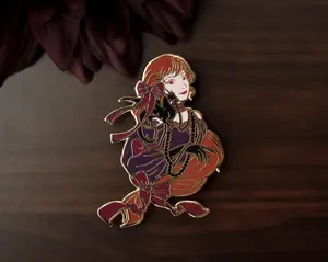 Shoulder Friend - HARVEST Edition - A Tea Party with Dragons: Midnight Soiree Gold Hard Enamel Pin - Keely Studios - Girl and Dragon Pin