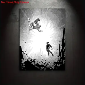 1 Piece/Set Frameless Canvas Painting Print Poster, Classic Comic Book Art, Superhero Fight Scene, Artistic, A perfect gift for comic book enthusiasts, ideal for bedroom, living room, kitchen, wall decor