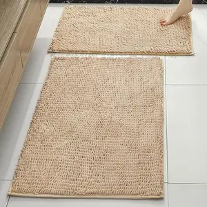 2 Piece Chenille Bathroom Rug Set, Ultra Soft Absorbent Bath Mats, Contemporary Style, Universal Setting, Water Absorbent Mat