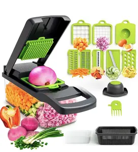 Grazie 16 in 1 Vegetable Chopper with Container – Multifunctional Food Cutter, Slicer, Dicer & Grater – Easy to Use Veggie Chopper for Onions, Fruits & Vegetables – Home Essential Kitchen Gadget, Gray