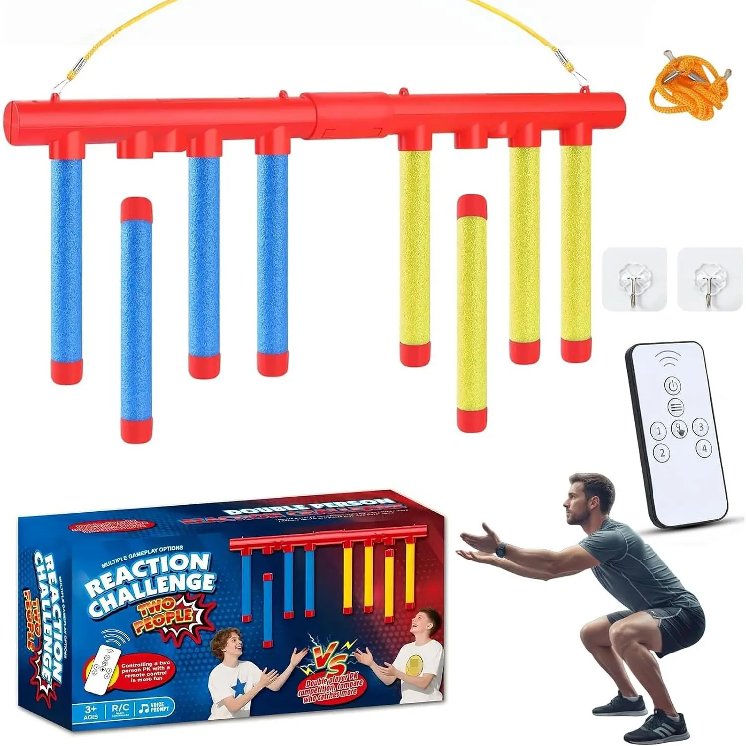 Drop Sticks Challenge Falling Sticks Reaction Training Tool Adjustable Speed Catching Sticks for Hand Eye Coordination & Reaction Time Boost in Adults