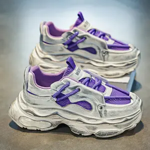 Designer Purple Men's Vintage Sneakers Casual Breathable Running Sports Shoes Men Platform Trainers Street Chunky Sneakers Male