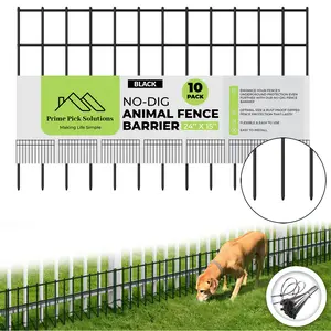 Animal No-Dig Fence Barrier Black (10 Pack, 24"L x 15"H)