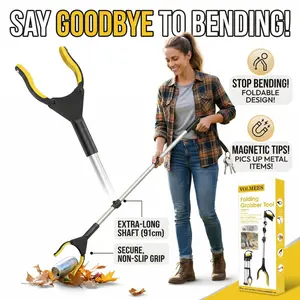 Volmees 43" Extra Long Grabber Reacher Tool, Grabbers for Seniors Grab it Reaching Tool w/Anti-Drop Cord, Lightweight Trash Grabber Pickup Tool 360°Rotating Jaw +Magnets, Heavy Duty Foldable Grabber