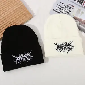 Unisex Casual Hand Embroidery Knit Beanie Hats, Trendy Soft Comfy Beanie Hat, Fashionable Hat for Men & Women for All Season