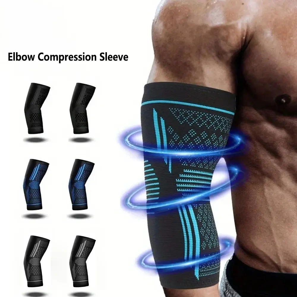 2PCS Elbow Compression Sleeve, High Elastic Elbow Brace for Tennis Elbow for Women & Men, Elbow Sleeve for Tennis, Golfer, Badminton, Weightlifting, Elbow Guard, Sports Sleeve, Sports Protective Gear