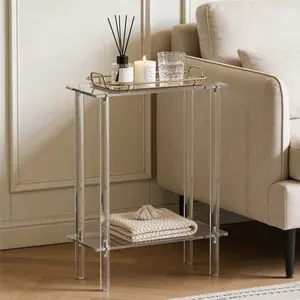 Acrylic Sofa Side Table, Easy Assembly & Detachable Design, Perfect for Bathroom, Bedroom, Living Room, Corridor, Acrylic Tables