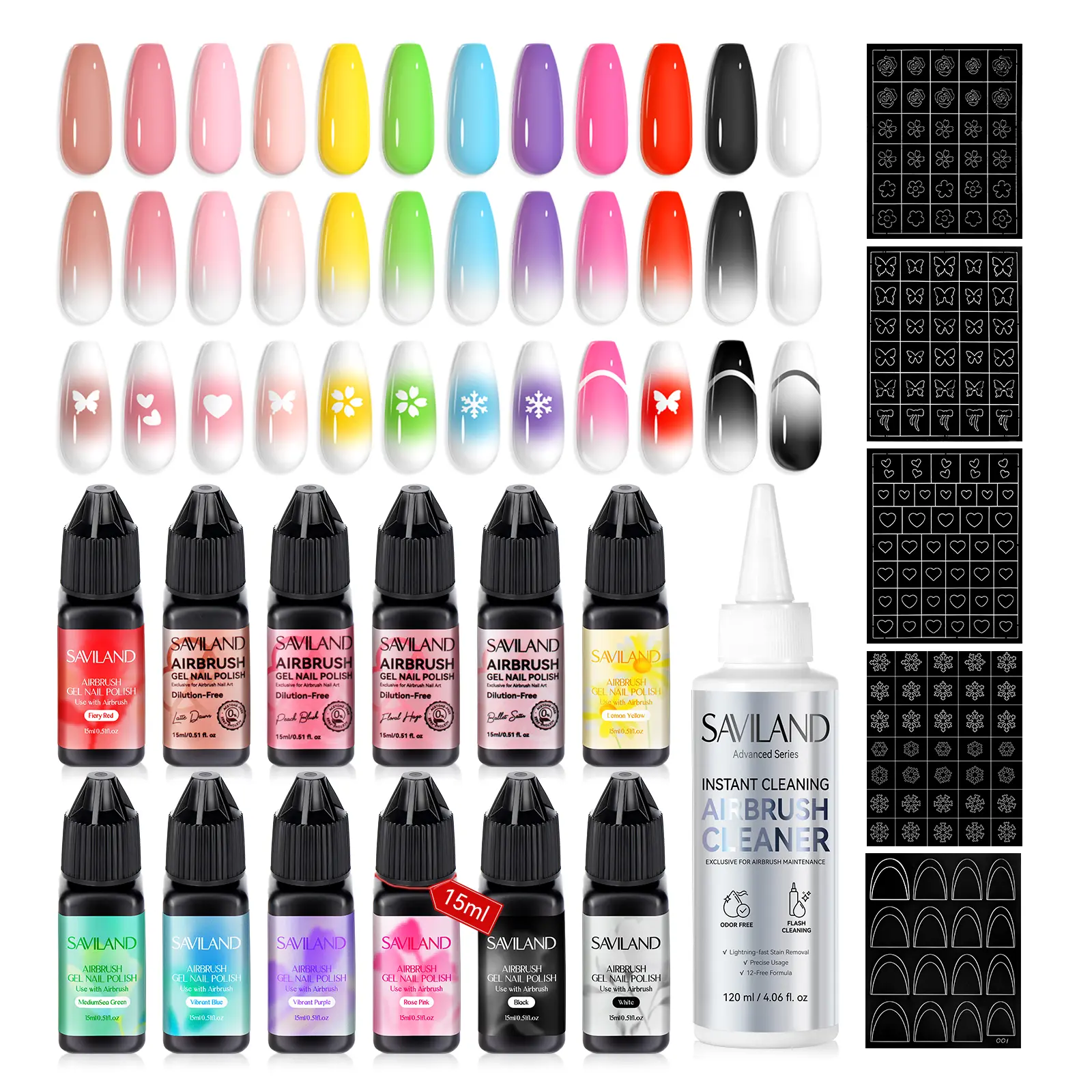 Airbrush Gel Nail Polish Kit with Airbrush Cleaner
