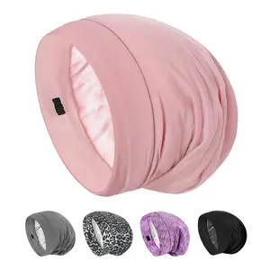 Silk Bonnet for Sleeping 100% 19 Momme Mulberry Adjustable Hair Wrap Curly Double Layered Night Cap Anti Frizz Women 1Pcs