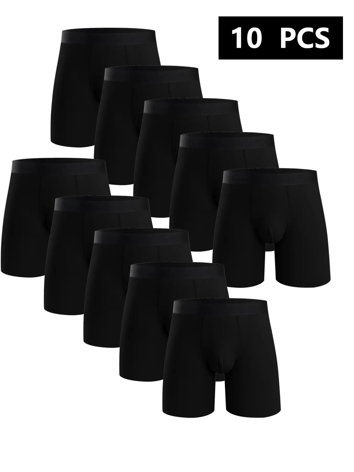 Men's Fashion Casual Stretchy Sports Underwear Set, 10-Piece Anti-Friction Long Briefs, Ultra-Soft Breathable Comfort for Daily Wear