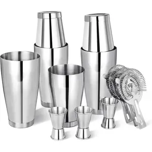 Cocktail Shaker Set Bartender Kit, 12 Pcs Drink Shaker with Strainer Bartending Martini Shaker Tin with 18oz & 28oz Mixed Alcohol Shaker Stainless Bar Tool for Beginner