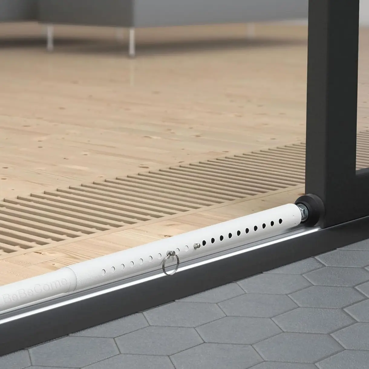 Sliding Door Security Bar，17-50 Inch Adjustable Patio Door Security Bar With Rubber Tips Apartment Bedroom Bottom of Door Heavy Duty Interior White