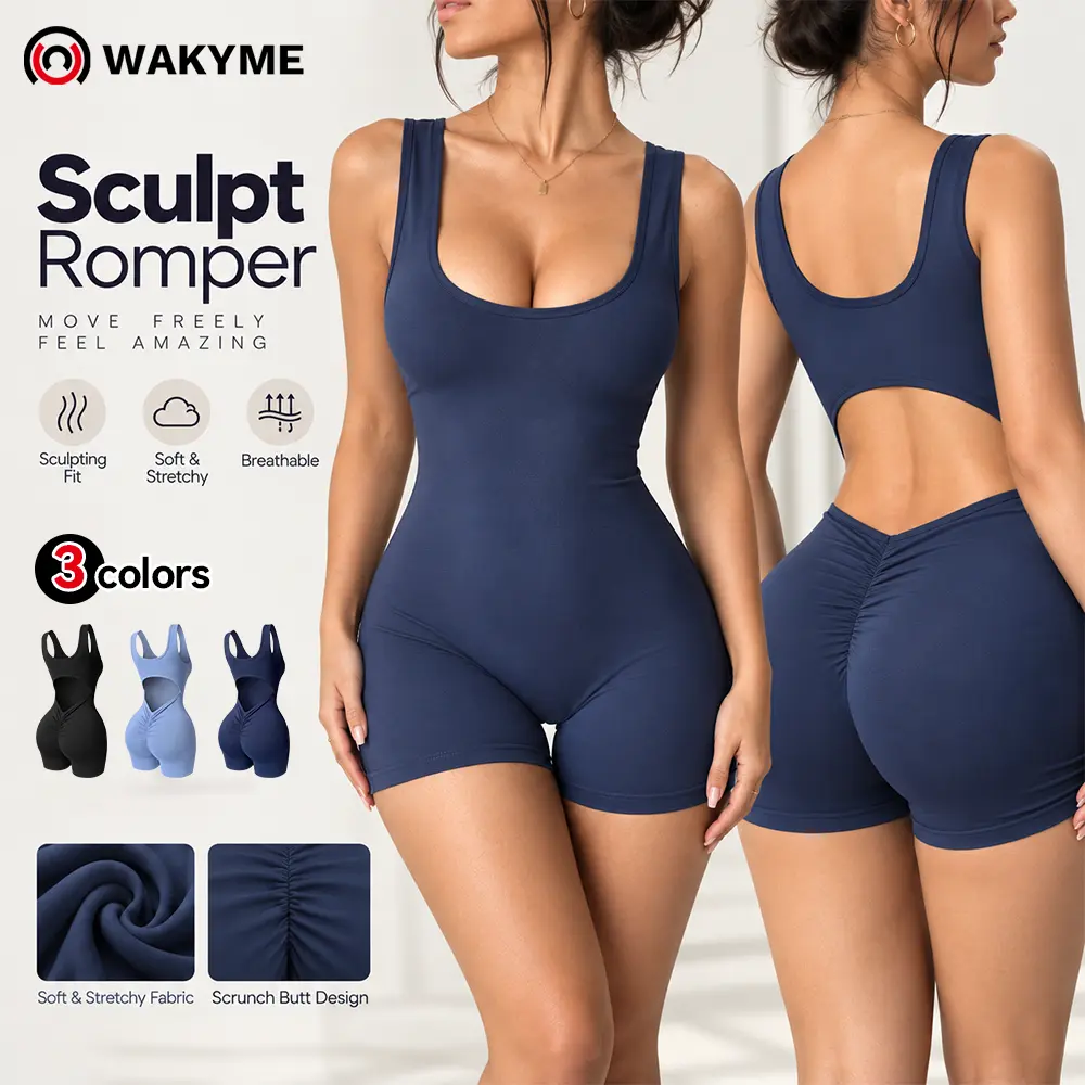 Women's Backless One Piece Sleeveless Butt-Lifting Romper