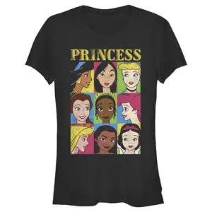 Junior's Disney Princess Distressed Close-Up Poster T-Shirt