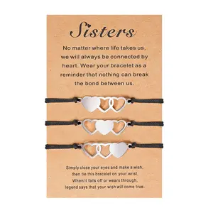 2/3/4/5 Pcs Matching Heart Bracelets Friendship Sisters Gifts for Best Friends Cousins Bestie Women