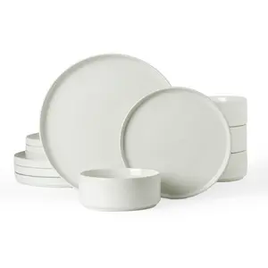 Famiware Nebula Dinnerware Sets, 12 Piece Dish Set, Plates and Bowls Set for 4