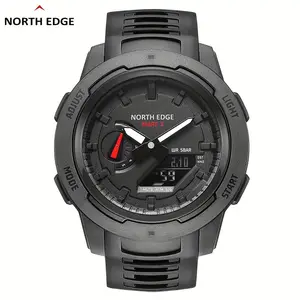 [50M Sports Watch Digital Mars] NORTH EDGE Mars 3 Watch Digital Carbon Fiber Case 50M Sports Watches World Time LED Wristwatch for Women & Men