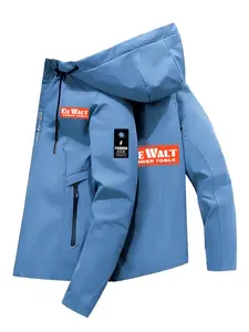 Men's Hooded Sweatshirt with Full Zipper, Dewalt Power Tools Print, High Gram Weight Fleece, Thick Ribbed Pocket Design S-Xxxl