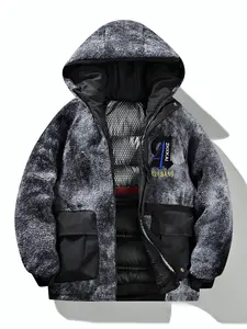 Men's Cotton Jacket Autumn Winter Thick Warm Fleece Lined Coat Fashion Loose Hooded Cottoncoat