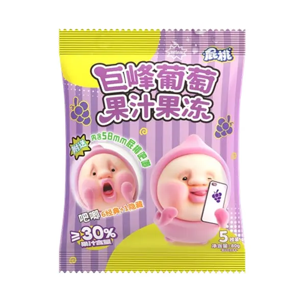 ZUO  Apeach Fruit Juice Squeeze Konjac Jelly, Kyoho Grape & Peach Flavor 80g