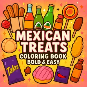 Mexican Treats Coloring Book: Bold & Easy Mexican Food Illustrations for Kids, Teens, and Adults