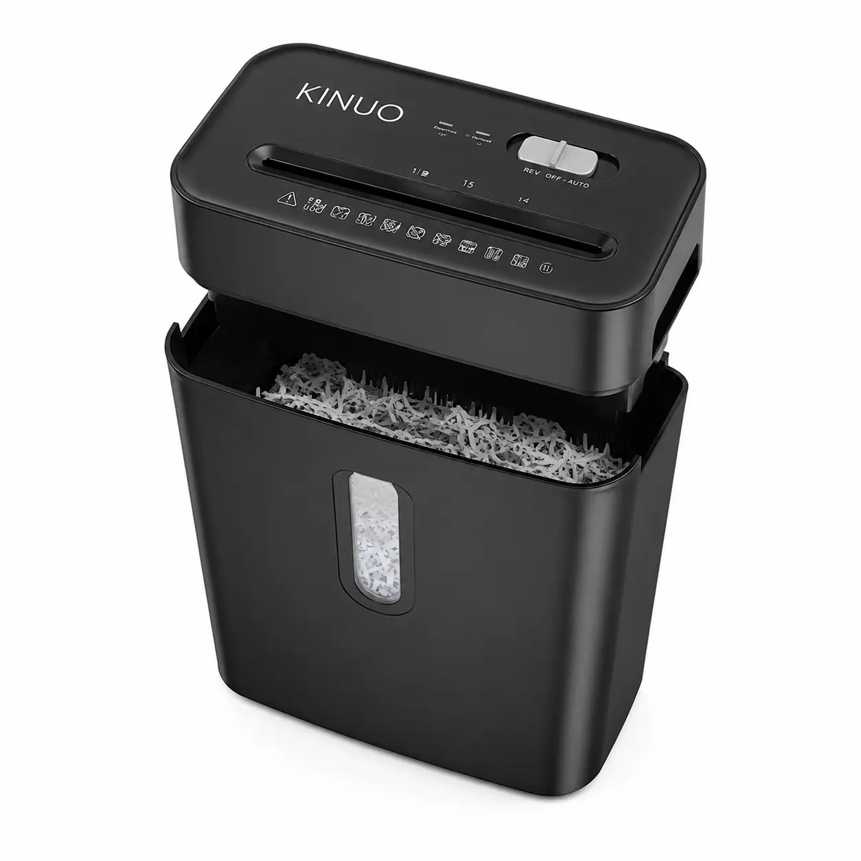 KINUO P-4 High Security Paper Shredder for Home Office, 6-Sheet Cross-Cut Shredder for Credit Cards, Staples & Paper Clips, Heavy Duty Shredder with Safety Lock & Overheat Protection
