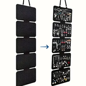 1pc elegant black felt jewelry storage bag-5-layer hanging large-capacity storage bag, foldable design, Hangable, Scratch Free Storage