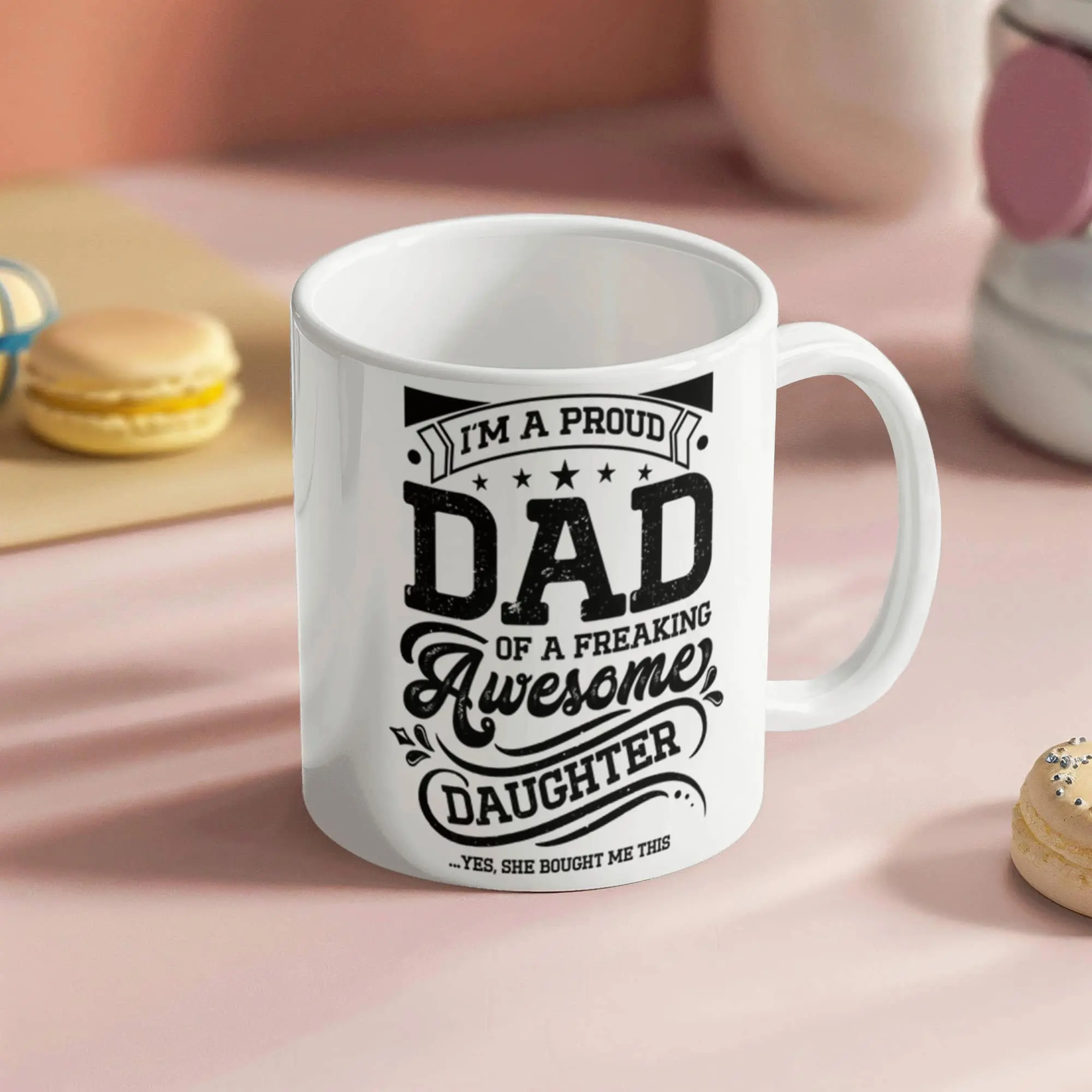 Custom Personalized 15oz Full Wrap Ceramic Dad and Papa Slogan Mug - Washable, Dishwasher Safe, Durable Kitchenware Drinkware for Daily Use, Custom Personalized Mugs