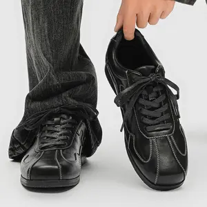 Trendy Lace Up German Trainer Shoes Black Retro Derby Shoes Platform Thick Sole Inner Height Increase Hidden Lift 7CM Comfort Casual Sneakers for Men Women Unisex Couple Streetwear Work Office Daily 2026