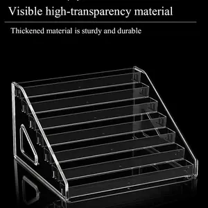 3-Tier Transparent Acrylic Cosmetics Organizer Tool - Classic Polyester-Accented Multilayer Storage Box for Nail Polish, Lipstick, Perfume, Watch Winder, LED Light Display Rack for Vanity Decoration, Home Use