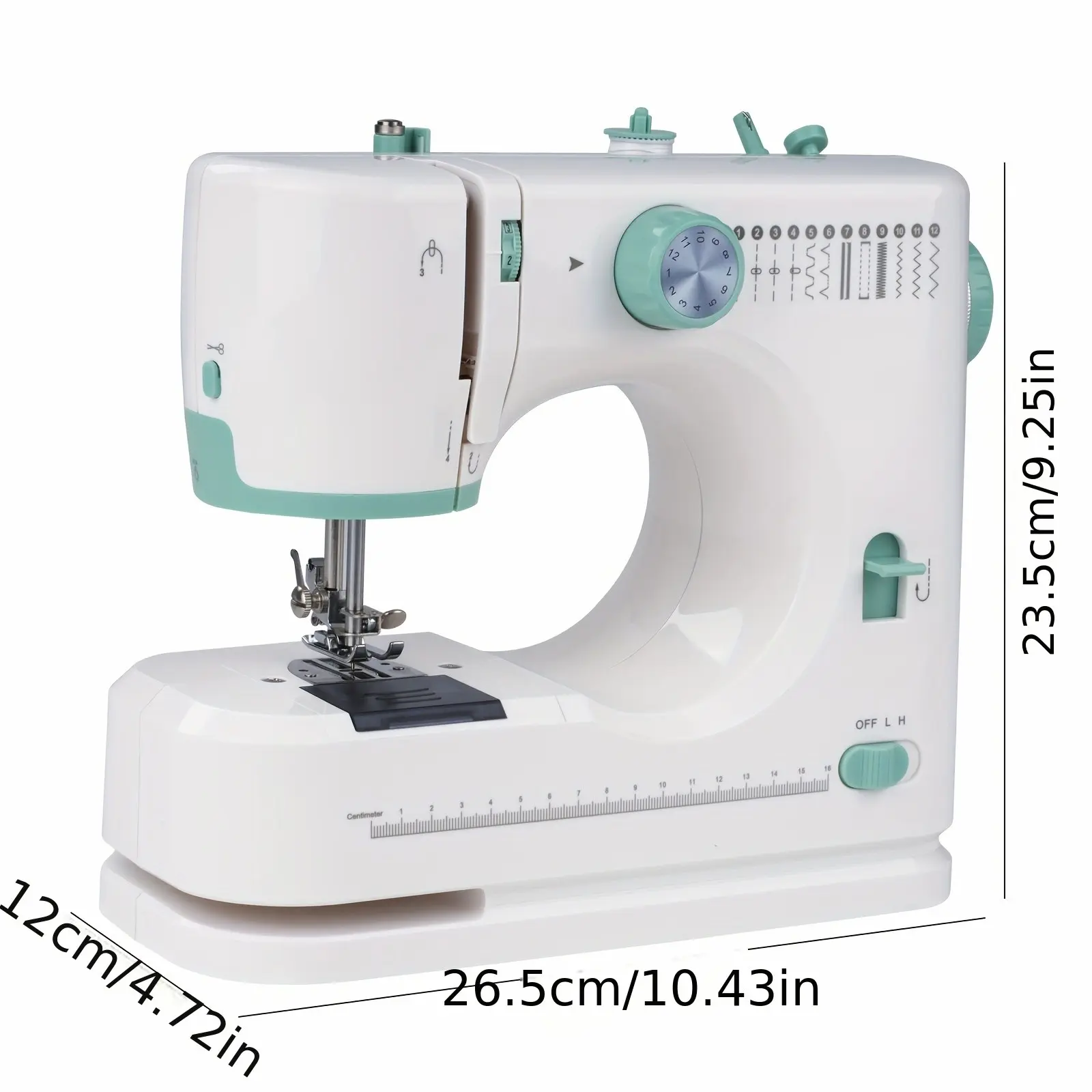 Sewing Machine - 12-needle Mini Sewing Machine Multi-functional Household Treadle Sewing Machine, 520 Sewing Machine Supports Double Needle And Double Thread Sewing with Reverse Needle, Suitable for Beginners, Green