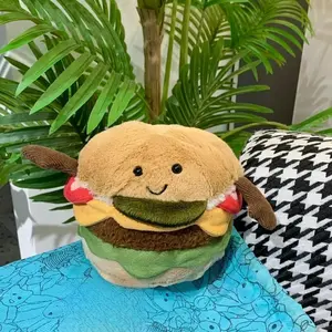 Fun Burger Plush Toy Comfort Doll, Soft Fluffy Handfeel, Children Girls Birthday Gift, Holiday Party Present, Cute Stuffed Animal