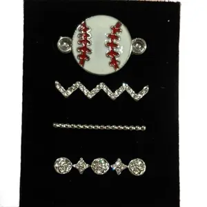 Baseball 4pcs Smart Watch Charm Set with Sparkling Accents for Stylish Wear - Sports Accessories