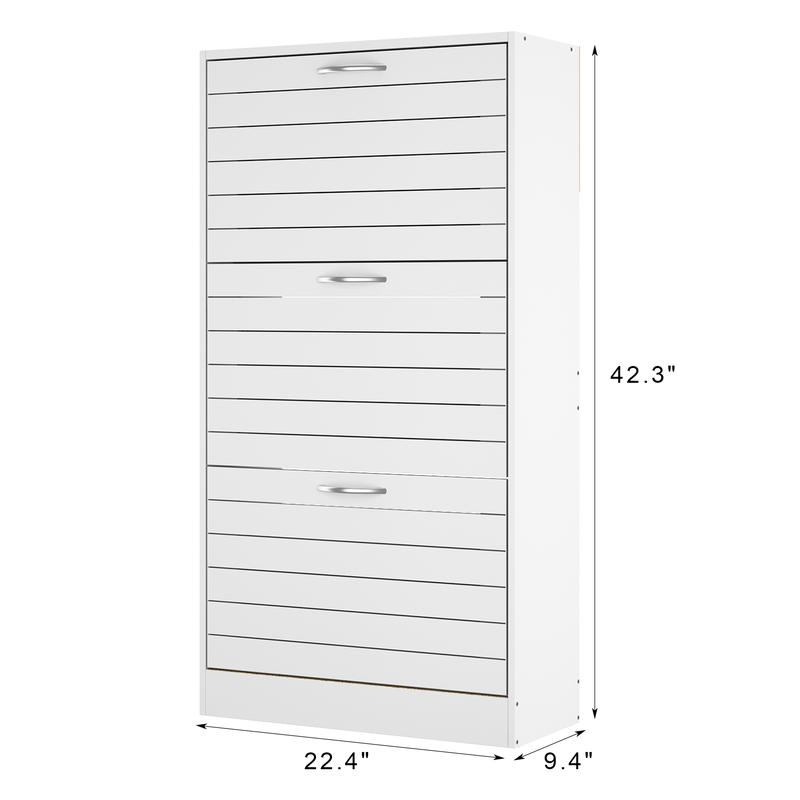 FUFU&GAGA 3-Drawer Shoe Storage Cabinet With Ventilate Doors, Wood 3-Tier Shoe Rack Storage Organizer FUFU&GAGA 3-Drawer Shoe Storage Cabinet With Ventilate Doors, Wood 3-Tier Shoe Rack Storage Organizer