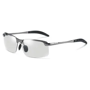 Zinc Alloy Half-Framed Photochromic Glasses Unisex TAC Lenses UV400 Protection Auto-Adjusting for All Conditions Lightweight Comfortable
