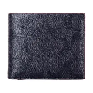 Coach 3-in-1 Wallet for Men: Classic Monogram Bifold with Detachable Cardholder, Black and Gray Leather