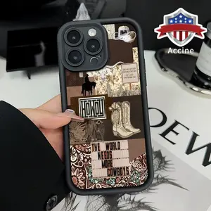 Case for iPhone 16 Pro Max E 15 Plus 14 13 12 11 XS XR Cowboy Boots Anti-Scratch Shockproof Soft Silicone Protective Cover