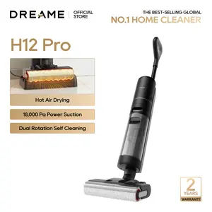DREAME H12 PRO Black Vacuum Mop, Wet Dry Vacuum Cleaner, Smart Floor Cleaner Cordless Vacuum and Mop for Hard Floors, One-Step Edge to Edge Cleaning with Hot Air Drying Black