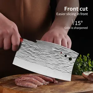 An outstanding stainless steel kitchen knife, a multi-functional chef's knife, a bone-cutting knife, and a professional slicing knife. Ergonomic handle design. A surprising gift, modern kitchenware, durable blades, multi-functional knives