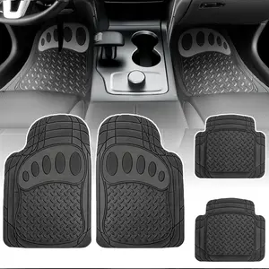 4PCS Automotive Floor Mats - Heavy-Duty Footprint Design Rubber Floor Mats for Cars, Universal Fit Full Set, ClimaProof Floor Mats, Trimmable Floor Mats For Most Sedan, SUV, Truck Floor Mats