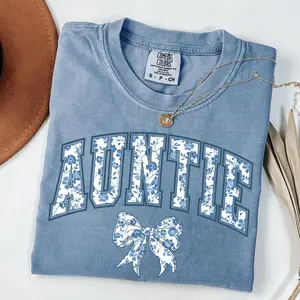 Comfort Colors Auntie TShirt, Blue Coquette Cool Aunts Club T-Shirt, New Auntie TShirt, Pregnancy Announcement T-Shirt For Aunt, Aunt To Be Gift