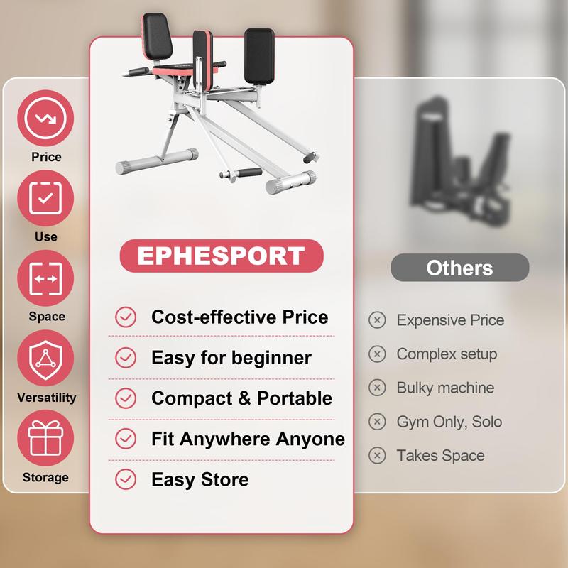 Hip Abductor Machine for Home Gym with Booty Resistance Band, Compact Glute Machine & Leg Exercise Equipment with 2-Level Adjustable Resistance, Butt Thigh Exerciser