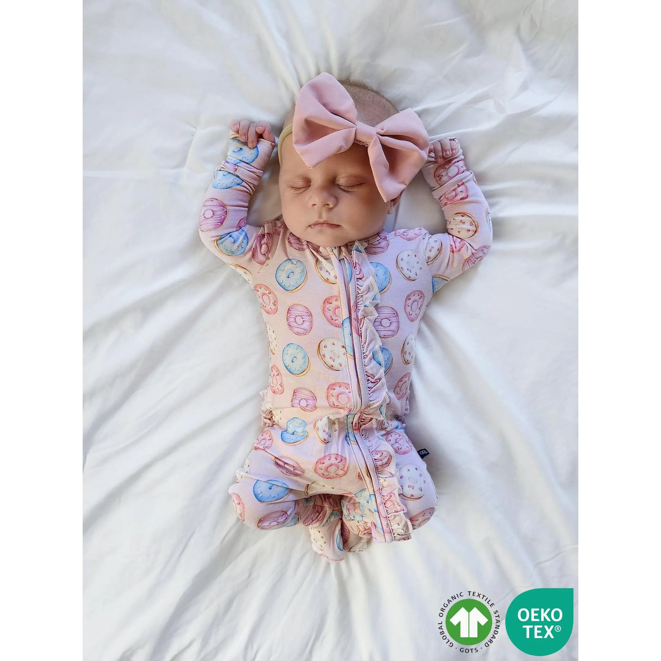 Donuts Ruffled Zippered Footie
