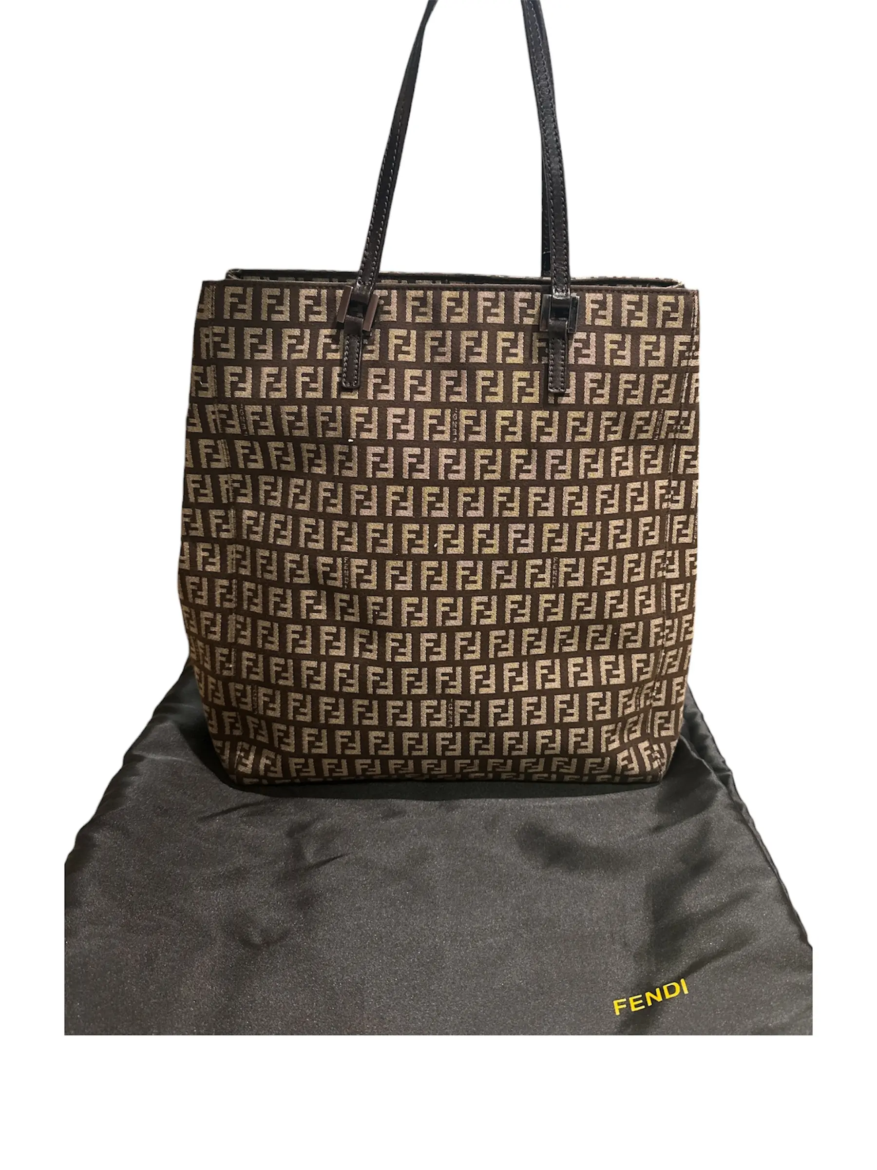 Pre-owned FENDI canvas Tote Bags Khaki Zucchino Tote