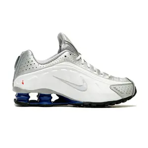 Nike Shox R4 Metallic Silver Deep Royal Blue HQ1988-102 Men's Fashion Sneaker New