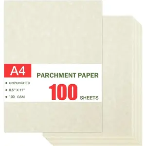 100 Sheets Certificate Paper, Resume, Stationary, Printer-Friendly Parchment Papers for Certificates, Resumes, Diplomas (100 GSM Ivory 8.5 x 11 In) - Parchment Paper (Beige)